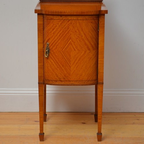 Edwardian Bedside Cabinet In Satinwood Antique Bedside Cupboard