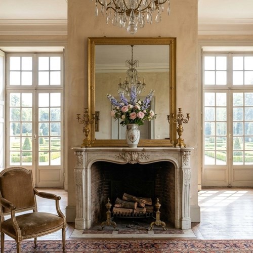Large Napoleonic Empire Antique Giltwood Wall Mirror 122X158cm
