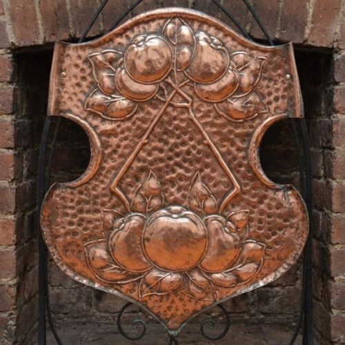 Shield Shaped Copper Arts And Crafts Fire Screen