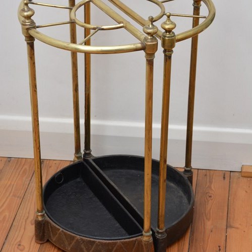 Pair Of English Antique Umbrella Stands In Brass, Victorian