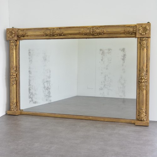 Regency Gilded Overmantle Mirror With Lightly Foxed Glass 92.5X147.5Cm
