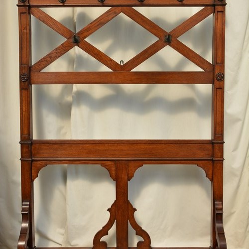 English Victorian Gothic Coat Stand Oak Hall Stand In The Manner Of Pugin