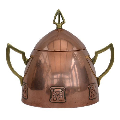 WMF Art Nouveau Sugar Bowl Copper Plated, Secession C1900s