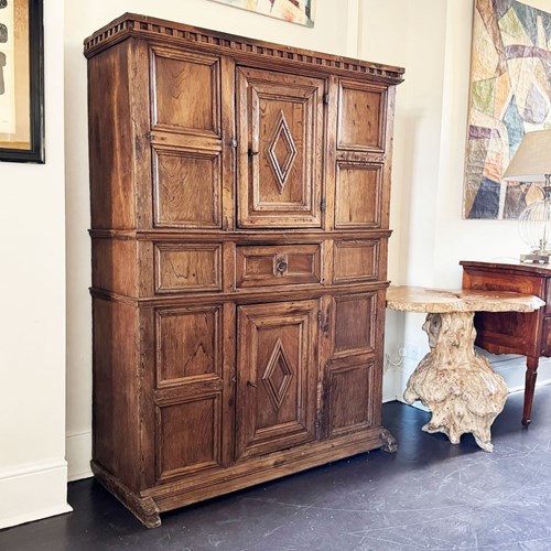 A 17Th C Rustic Spanish Oak Cupboard