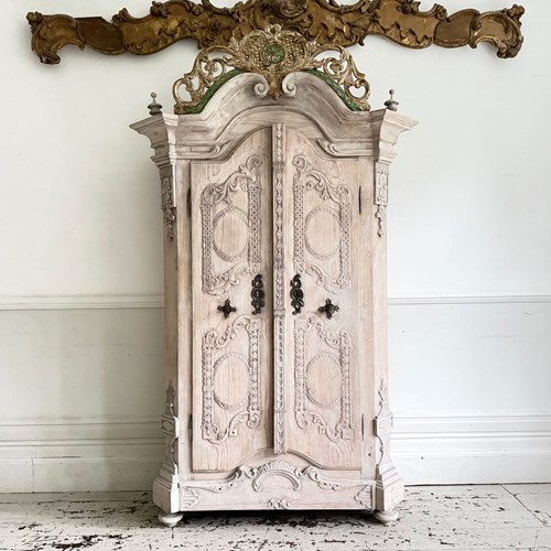 An 18Th C Carved Pine Armoire From Alsace Lorraine