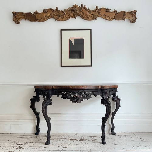 An 18Th C Italian Rococo Console Table With Giallo Antico Top