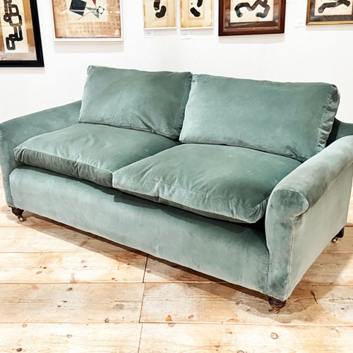 An 1920'S English Country House Deep Seated Velvet Sofa