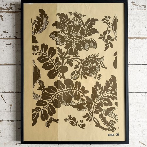 Framed 1950'S Zuber Block Printed Wallpaper Samples - A