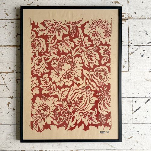 Framed 1950'S Zuber Block Printed Wallpaper Samples - B