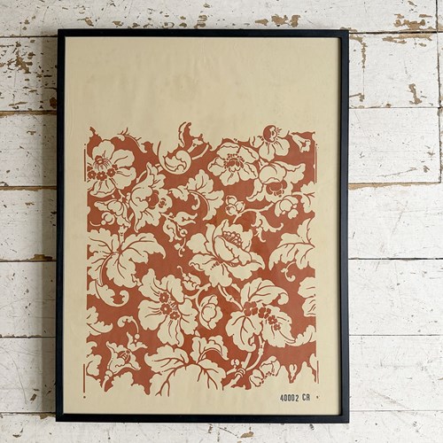 Framed 1950'S Zuber Block Printed Wallpaper Samples - C