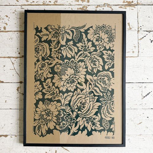 Framed 1950'S Zuber Block Printed Wallpaper Samples - E