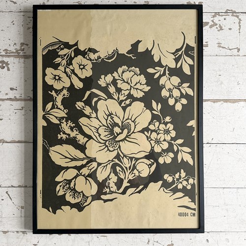 Framed 1950'S Zuber Block Printed Wallpaper Samples - F