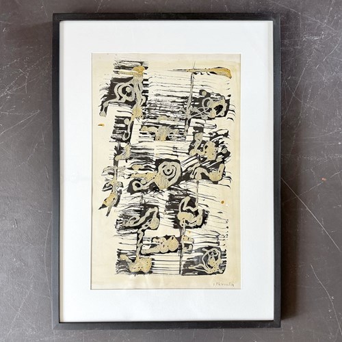 A 1950'S French Abstract Artwork By I Thierrelin - Lithograph