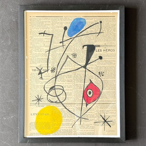 A 1950'S French Abstract On Newspaper By Pierre Ferandi IV