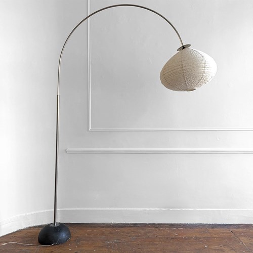 A 1950'S French Stainless Steel Arc Floor Light