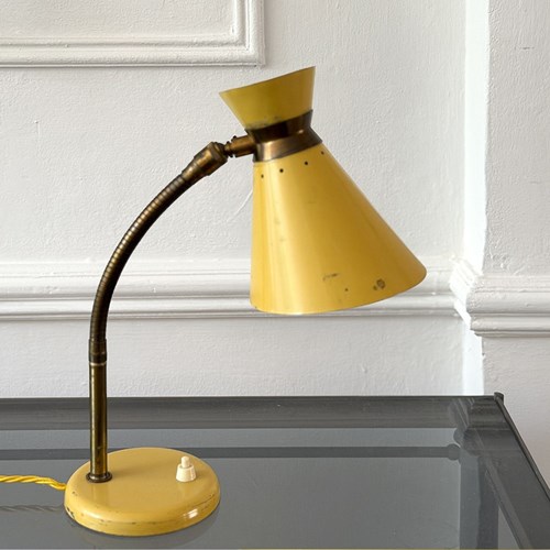A Small 1950'S French Desk Light With Articulated Brass Neck