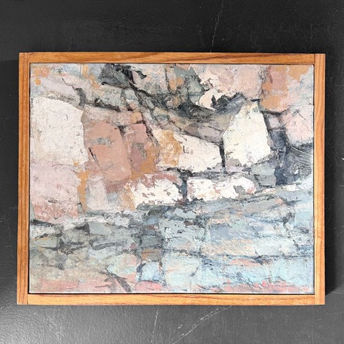 1950'S Oil On Canvas Abstract Painting On Canvas By Jean-Pierre Villeneuve I