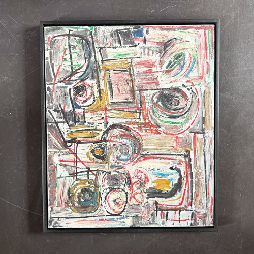 A 1960'S Abstract Oil On Canvas By Patrick Bouchon