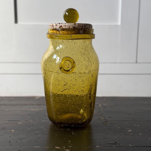 A 1960'S Yellow Biot Lidded Storage Jar