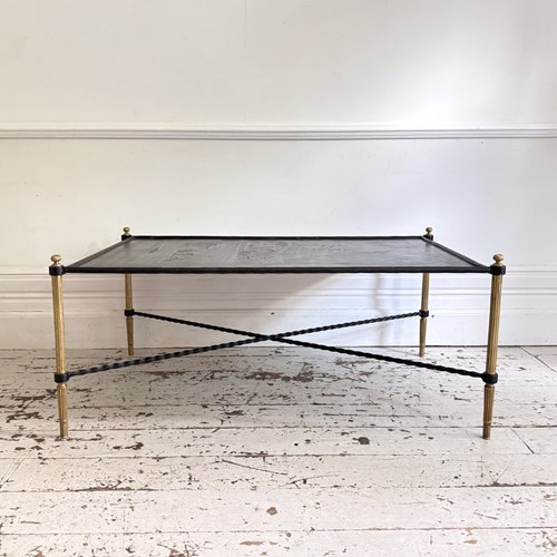 A 1970'S French Brass & Chinoiserie Tole Topped Coffee Table