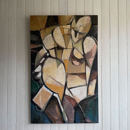 A Large Abstract 1970'S Italian Oil On Canvas Life Painting