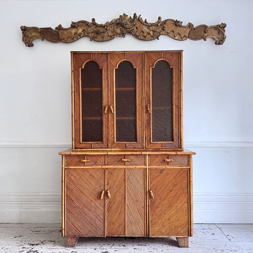 A 1950'S Italian Glazed Rattan Bookcase Dresser