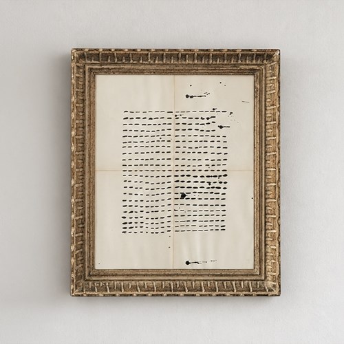 An Untitled Ink On Paper Abstract In Vintage Frame By JC Cotto