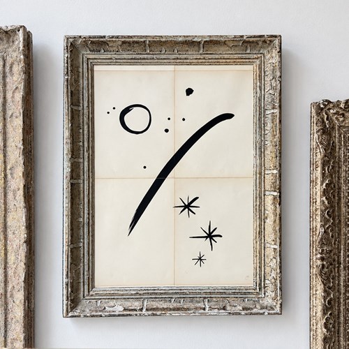 An Untitled Ink On Paper Abstract In Vintage Montparnasse Frame By JC Cotton