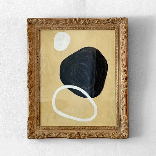 A Monochrome Abstract Acrylic On Paper In Montparnasse Frame By Margot Sinclair