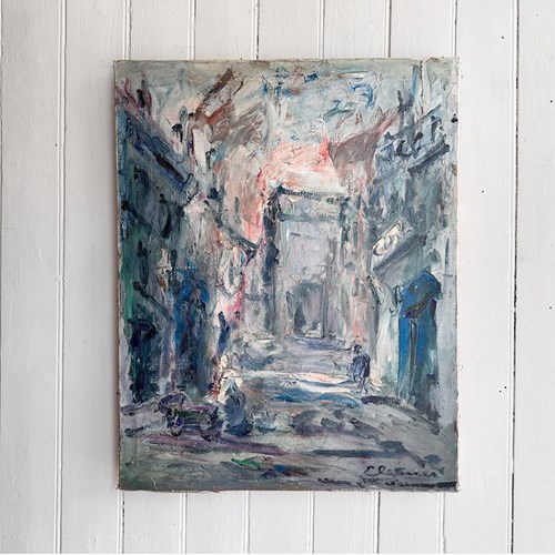 An Abstract Oil On Canvas Of Porte St Martin By EV Weinmann
