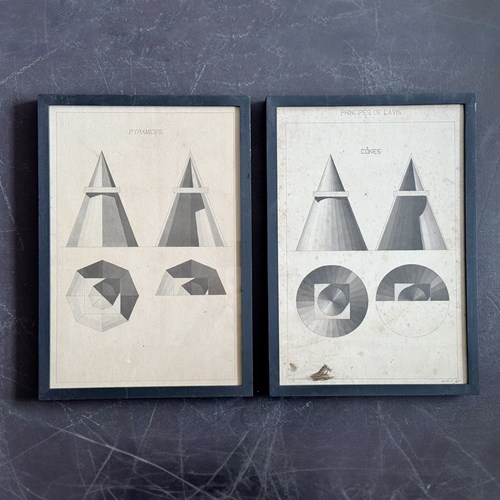 Three Antique French Monochrome Architectural Prints