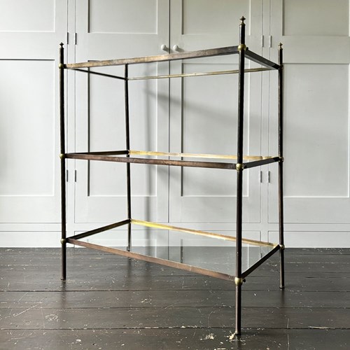 A Late 19Th C French Brass Etagere With Three Adjustable Shelves