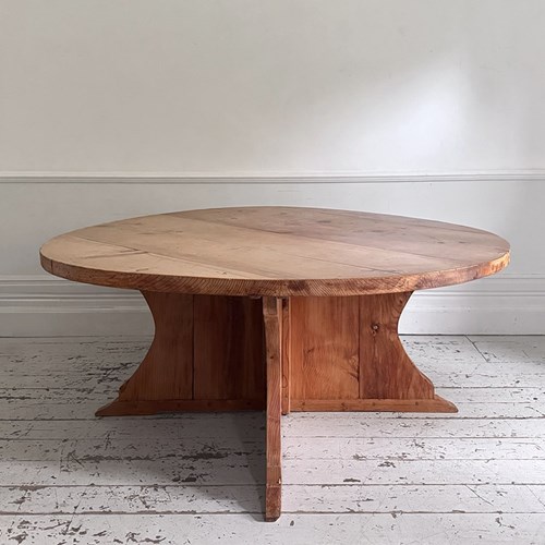A Very Large Circular Estate Made Cedar Wood Dining Table