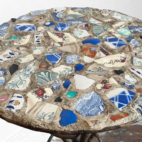 A 19Th C French Folk Art Mosiac Table