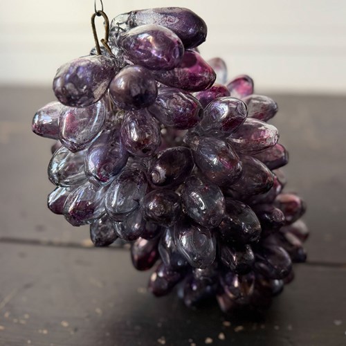 Vintage Blown Glass Grape Pendant Or Table Light