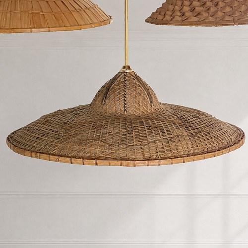 A Large Vintage Indonesian Rattan Hat Light