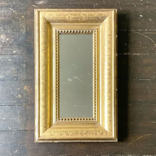 A 19Th C Etched Giltwood Molded Frame Rectangular Italian Mirror