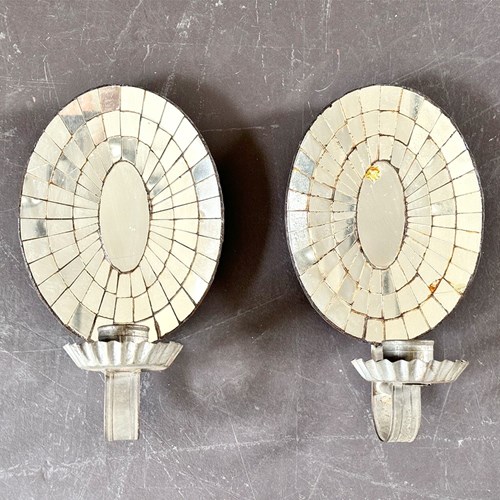 A Pair Of Late 19Th C Provencal Reflective Wall Sconces - Oval