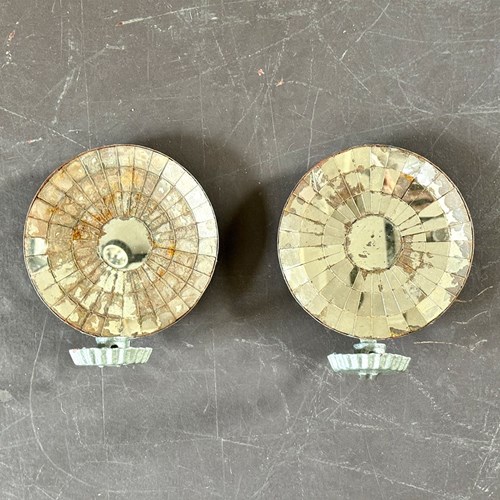 A Pair Of 1920'S Provencal Reflective Wall Sconces - Round