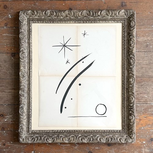 A Large Ink On Found Paper Abstract Artwork In Montparnasse Frame