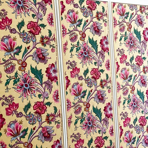 Antique French Floral Wallpaper Panels