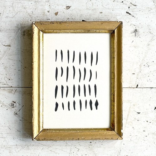 'Lines' - A Small Vintage Ink On Paper Abstract In Giltwood Frame H