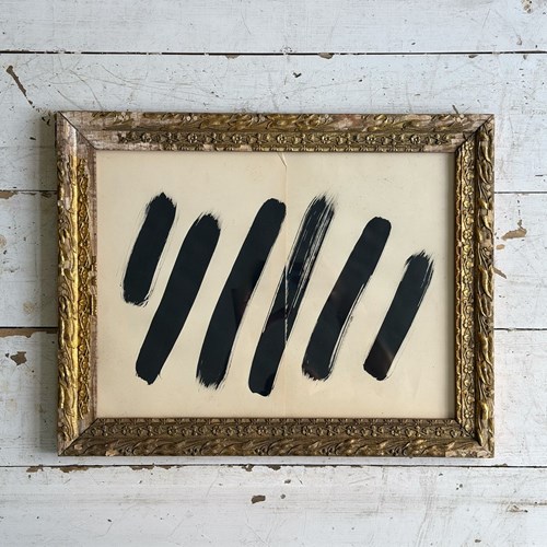 'Stripes' An Abstract Ink On Paper In Vintage Frame