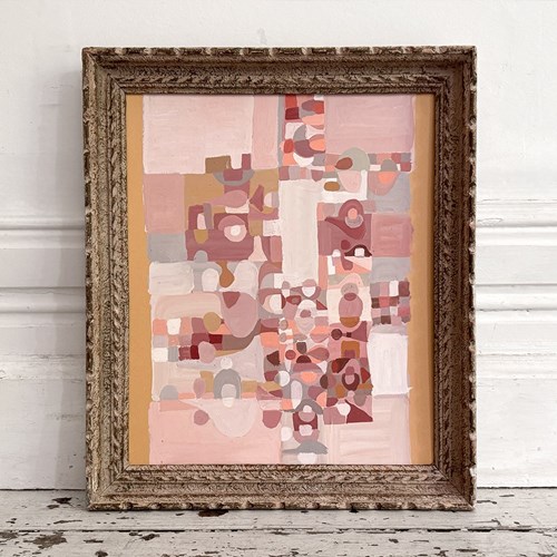 A 1950'S Abstract Pale Pink Acrylic On Card In Montparnasse Frame II