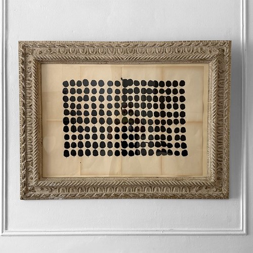 A Very Large Ink On Found Paper Abstract Artwork In Montparnasse Frame