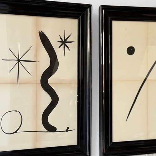 An Untitled Ink On Paper Abstract In Antique Ebonised Frame By JC Cotton