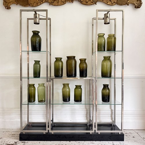 A 1970'S Kim Moltzer Chrome & Glass Illuminated Etagere