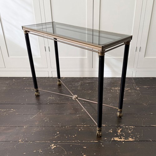 A 1950'S French Brass Polychrome & Glass Console Table By Maison Jansen M
