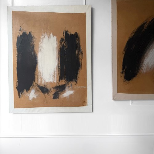A Large Abstract Monochrome Artwork By Marcel Melot