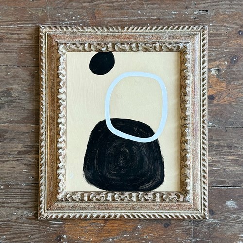 A Monochrome Abstract Acrylic On Paper In Montparnasse Frame By Margot Sinclair